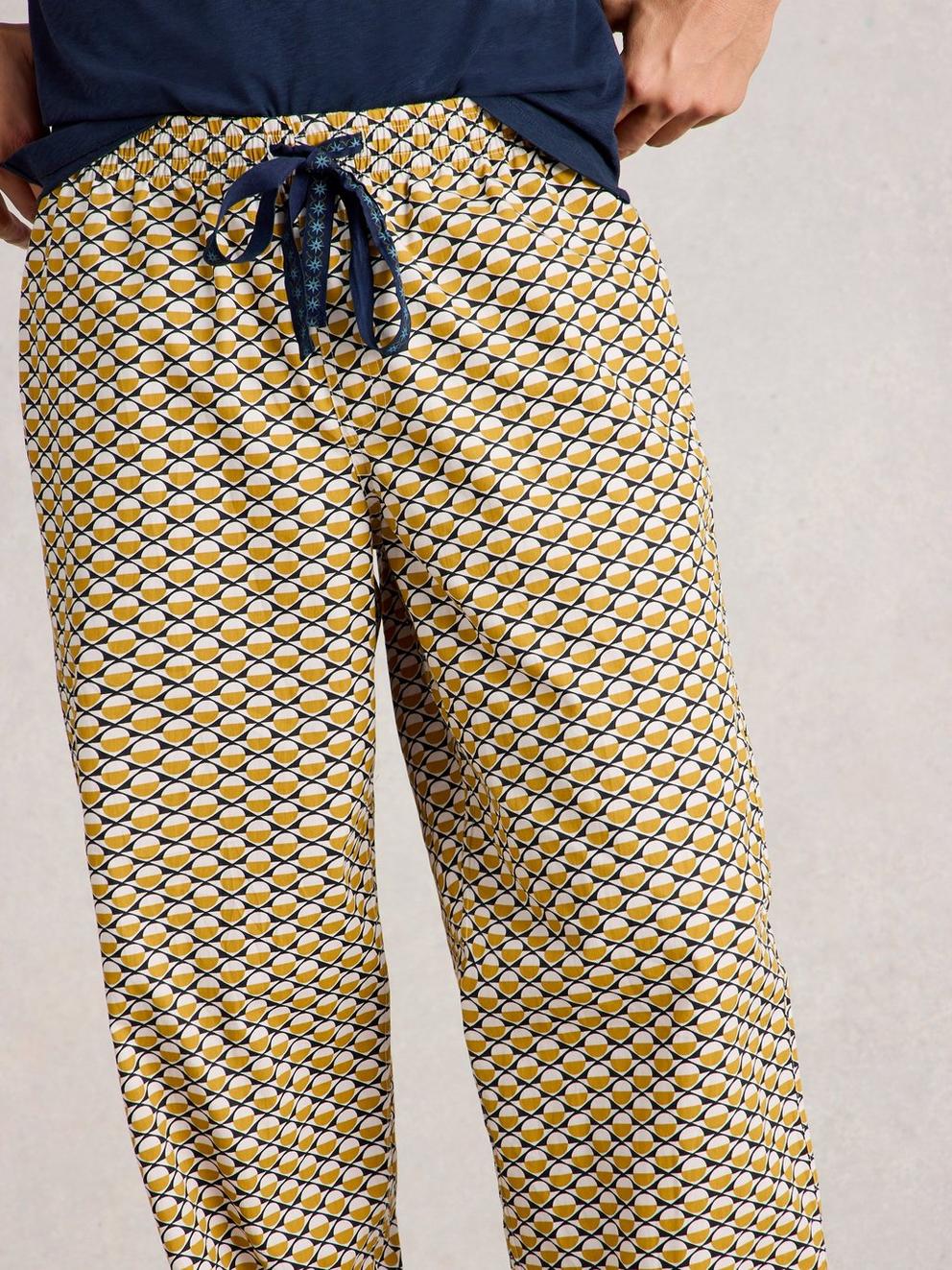 Wells Printed PJ Trouser in YELLOW PR - MODEL DETAIL