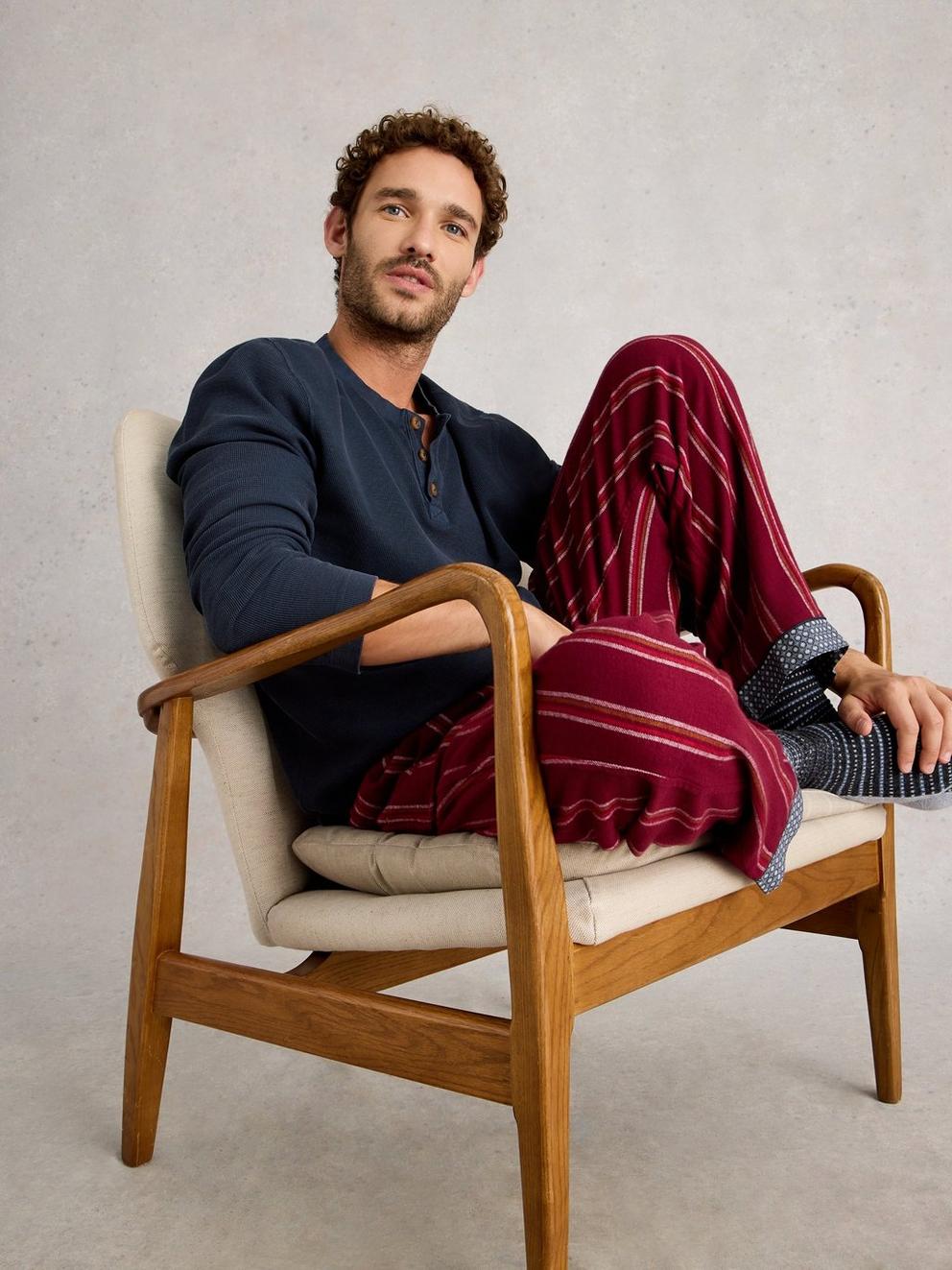 Helston Waffle Henley in DARK NAVY - LIFESTYLE