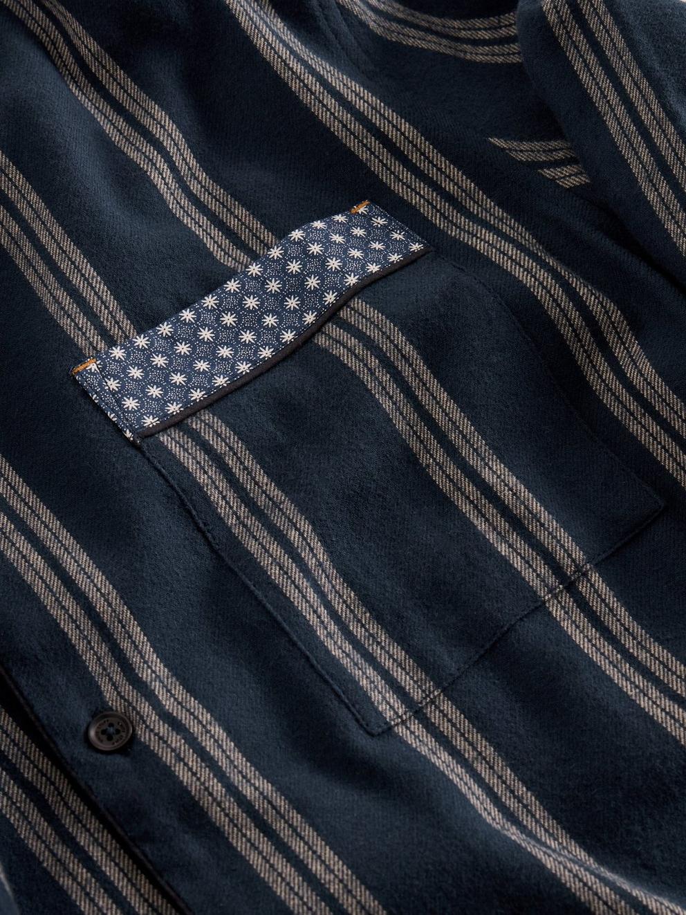 Moorland Flannel PJ Top in NAVY MULTI - FLAT DETAIL
