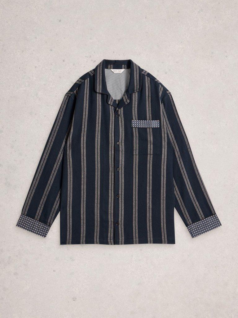 Moorland Flannel PJ Top in NAVY MULTI - FLAT FRONT