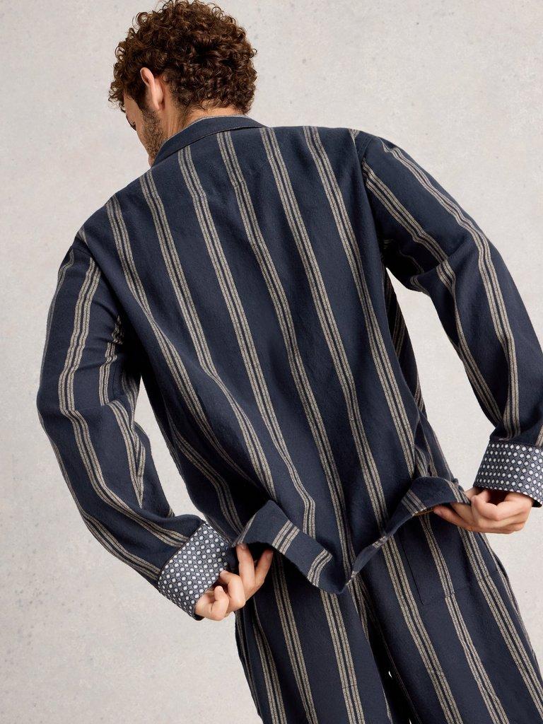Moorland Flannel PJ Top in NAVY MULTI - MODEL BACK