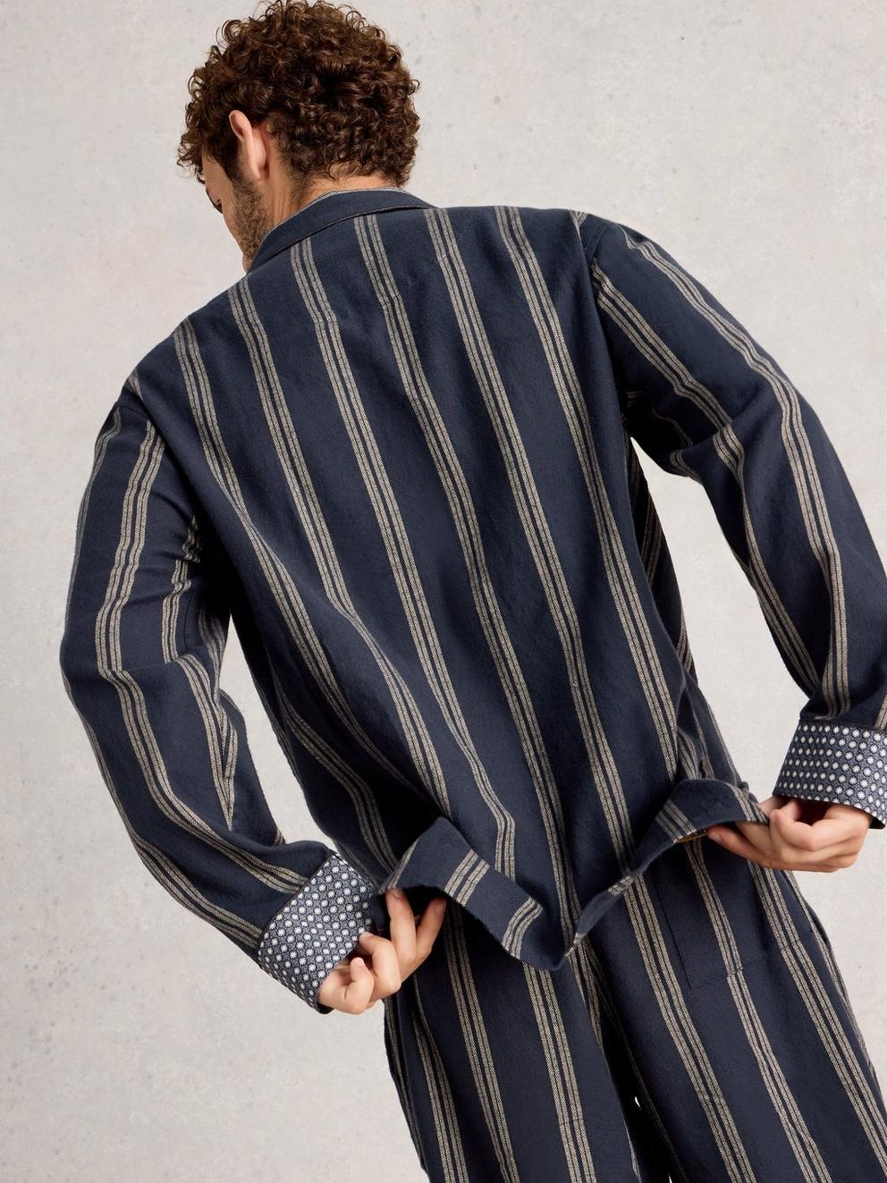 Moorland Flannel PJ Top in NAVY MULTI - MODEL BACK