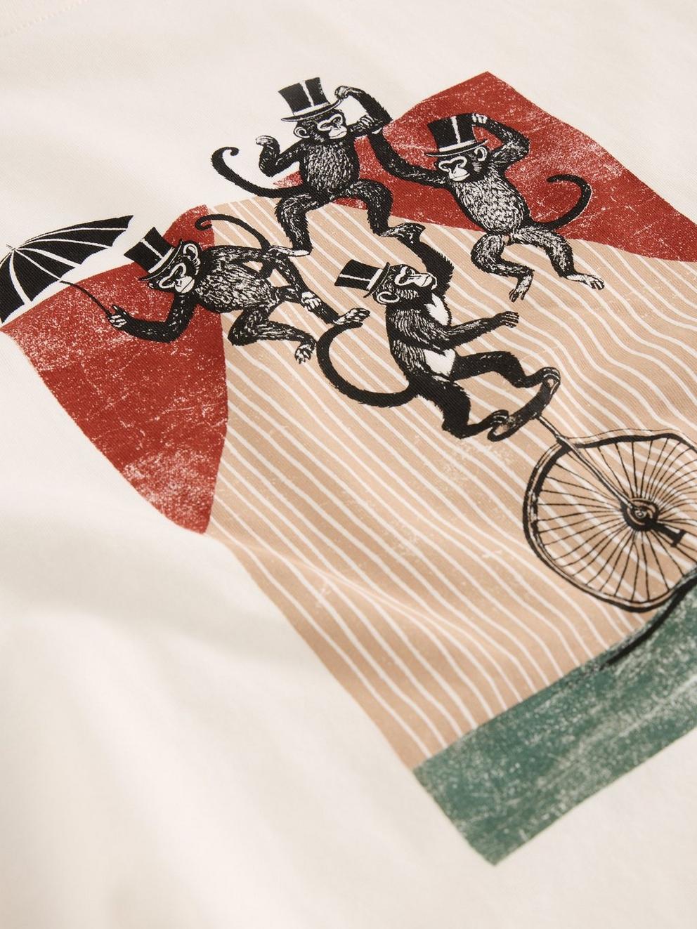 Abersoch Graphic Monkey in WHITE PR - FLAT DETAIL