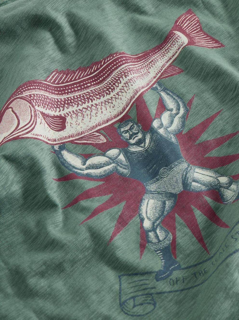 Abersoch Graphic Strongman in GREEN PR - FLAT DETAIL