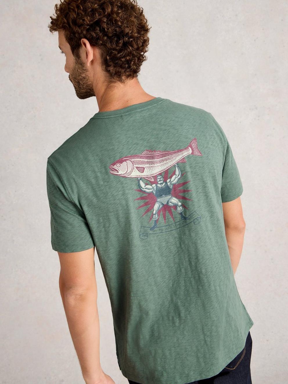 Abersoch Graphic Strongman in GREEN PR - MODEL BACK