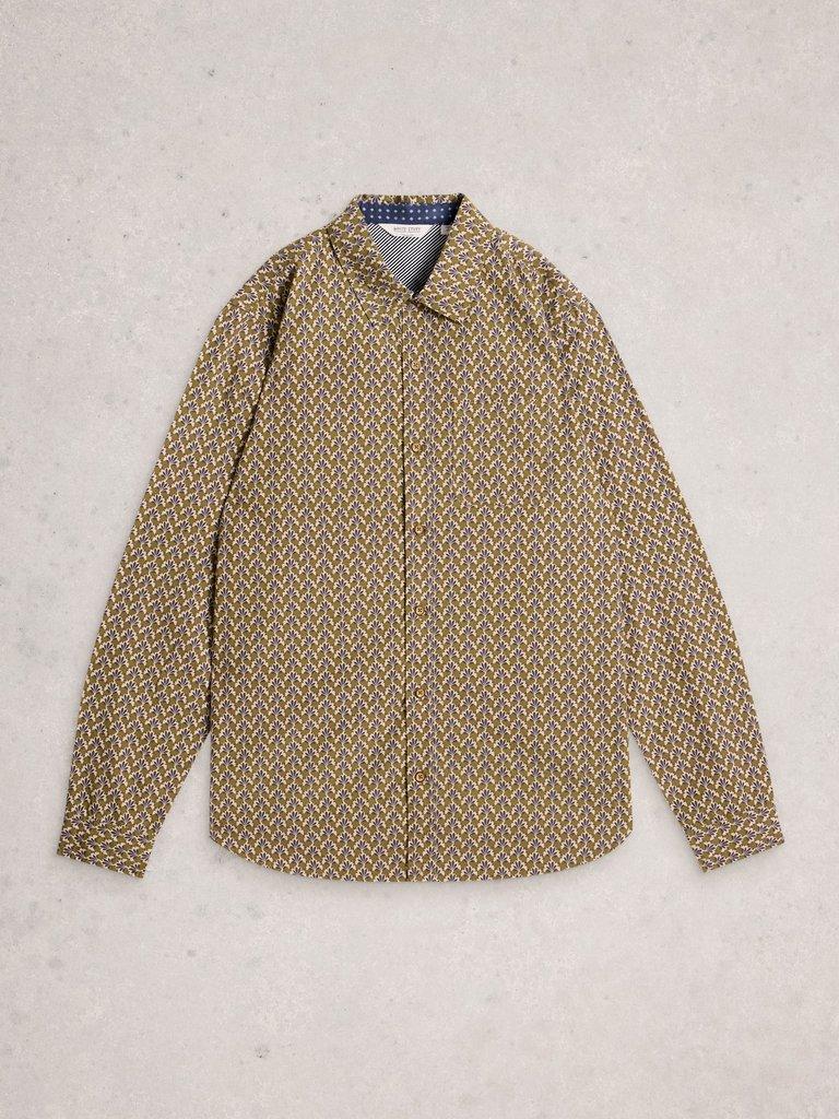 Finsbury Fan Geo Print Shirt in GREEN PR - FLAT FRONT