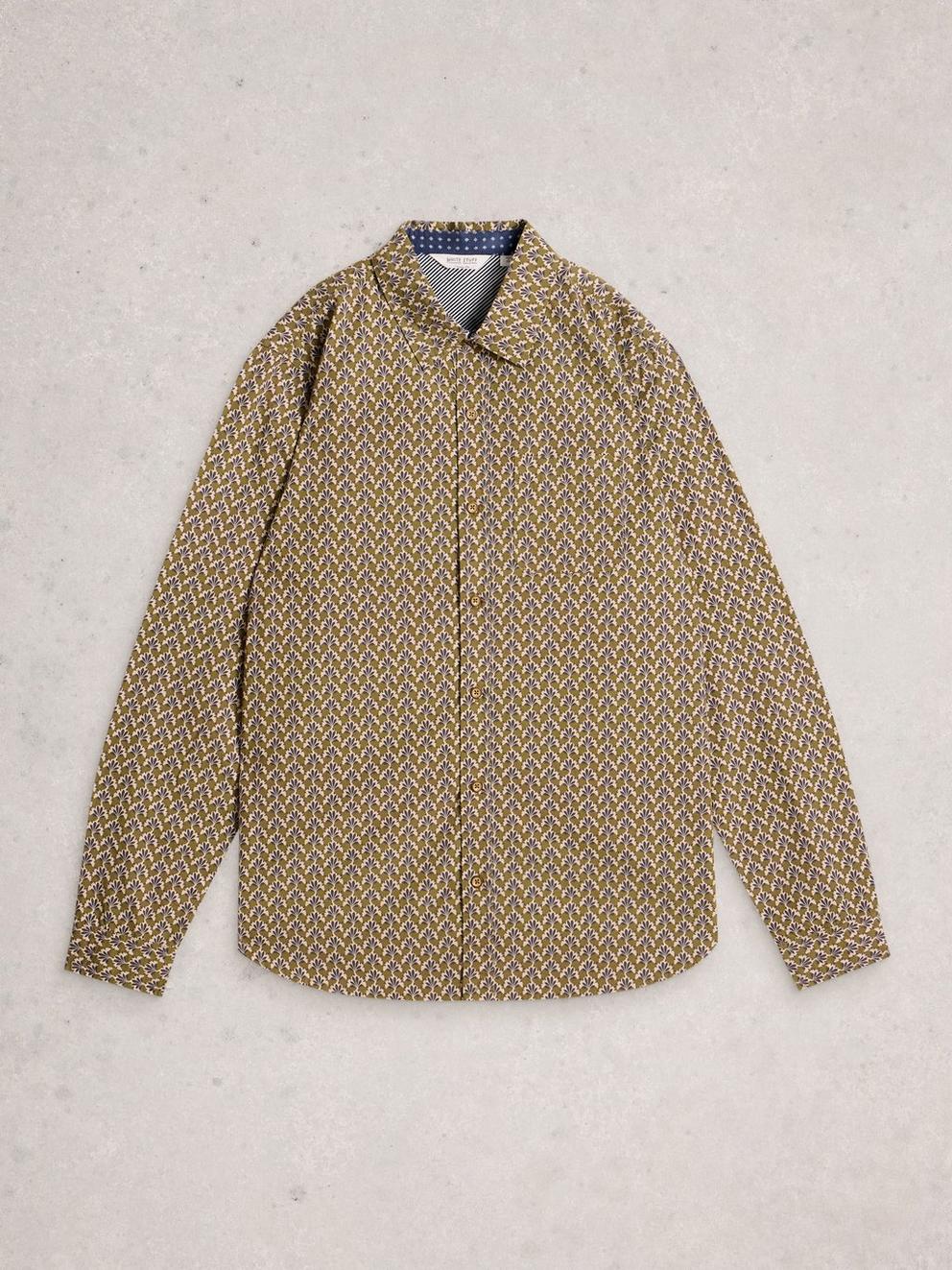 Finsbury Fan Geo Print Shirt in GREEN PR - FLAT FRONT