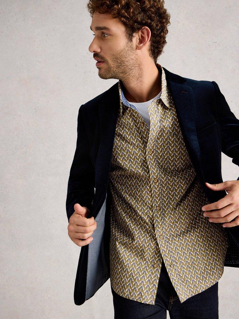 Finsbury Fan Geo Print Shirt in GREEN PR - LIFESTYLE