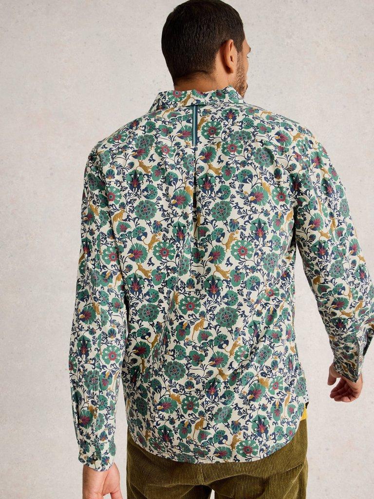 Finsbury Folk Print Shirt in WHITE PR - MODEL BACK