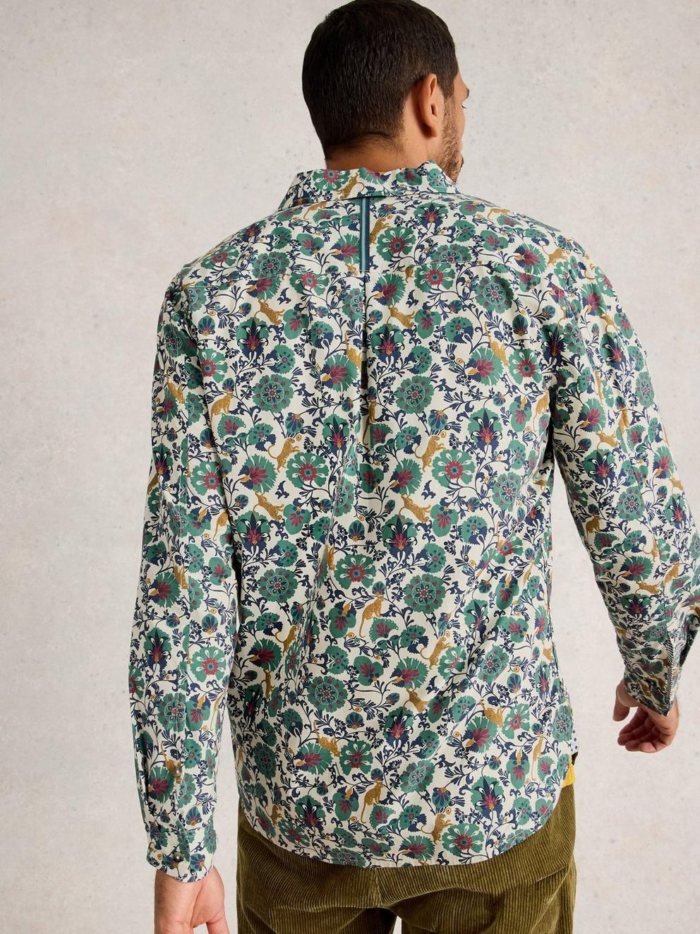 Finsbury Folk Print Shirt in WHITE PR - MODEL BACK