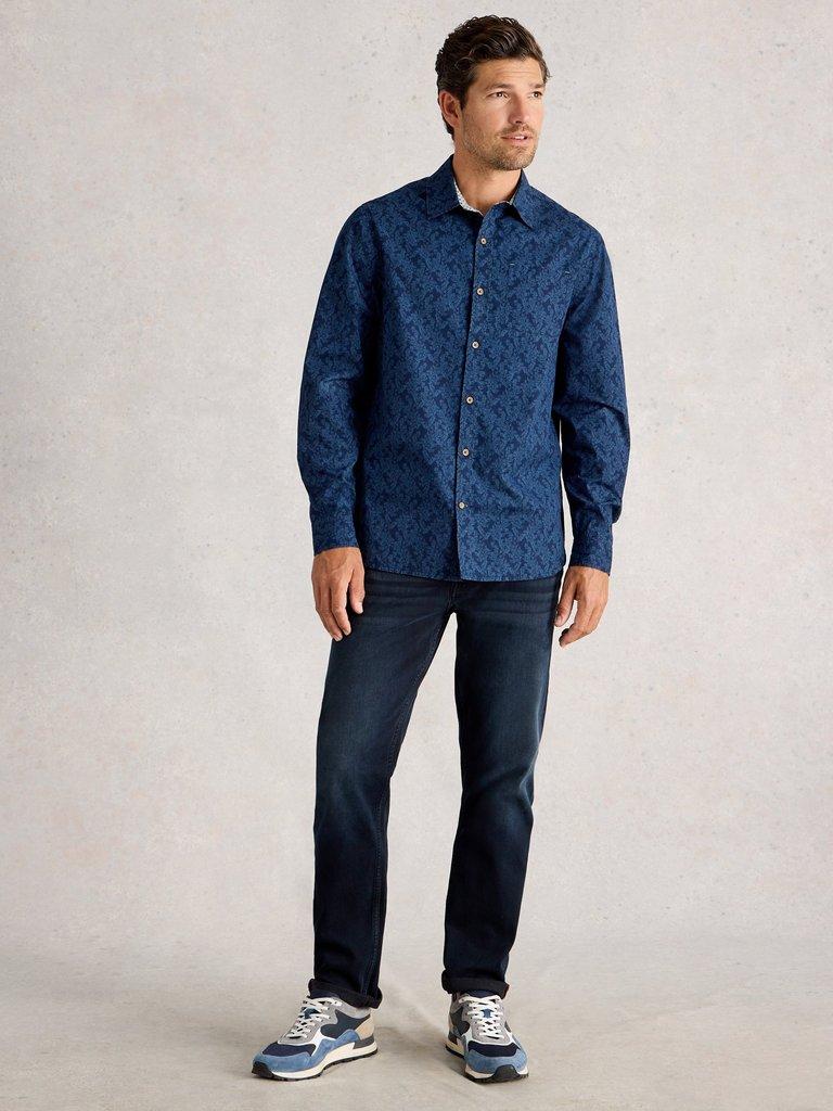 Finsbury Vine Print Shirt in NAVY PR - MODEL FRONT