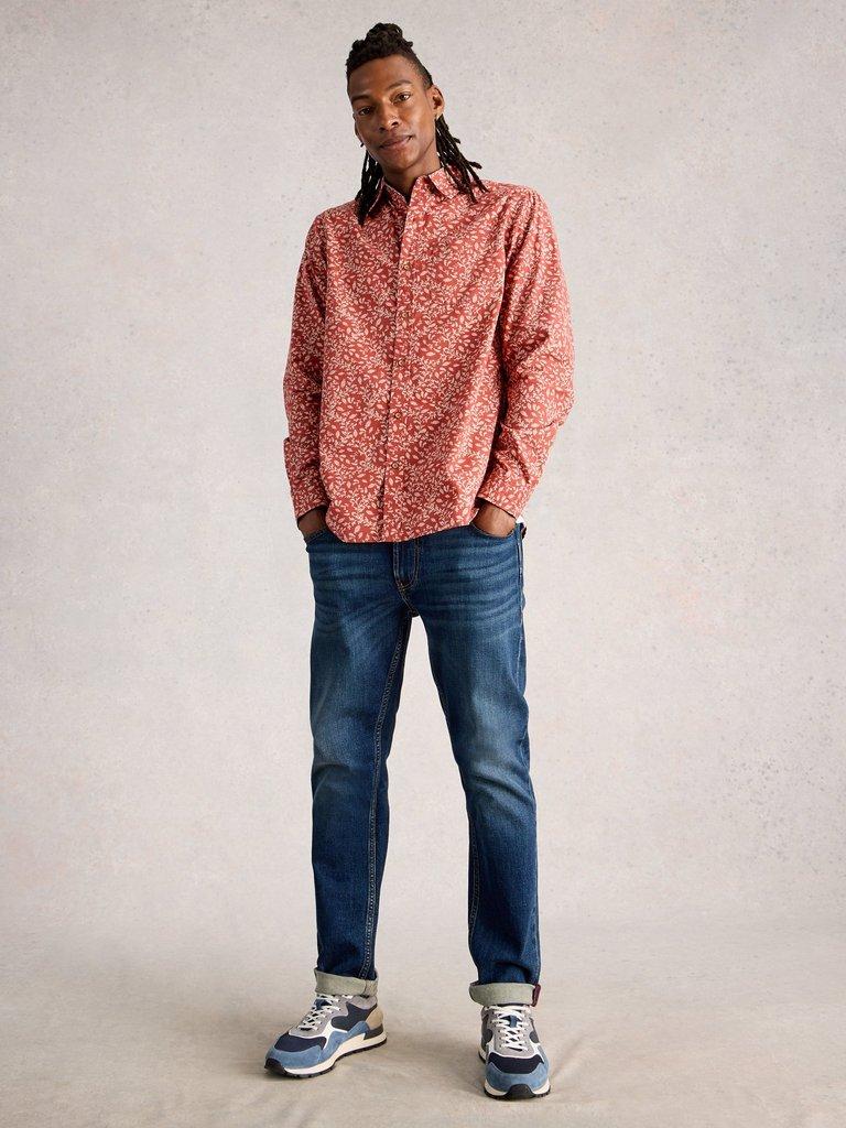 Finsbury Vine Print Shirt in ORANGE PR - MODEL FRONT
