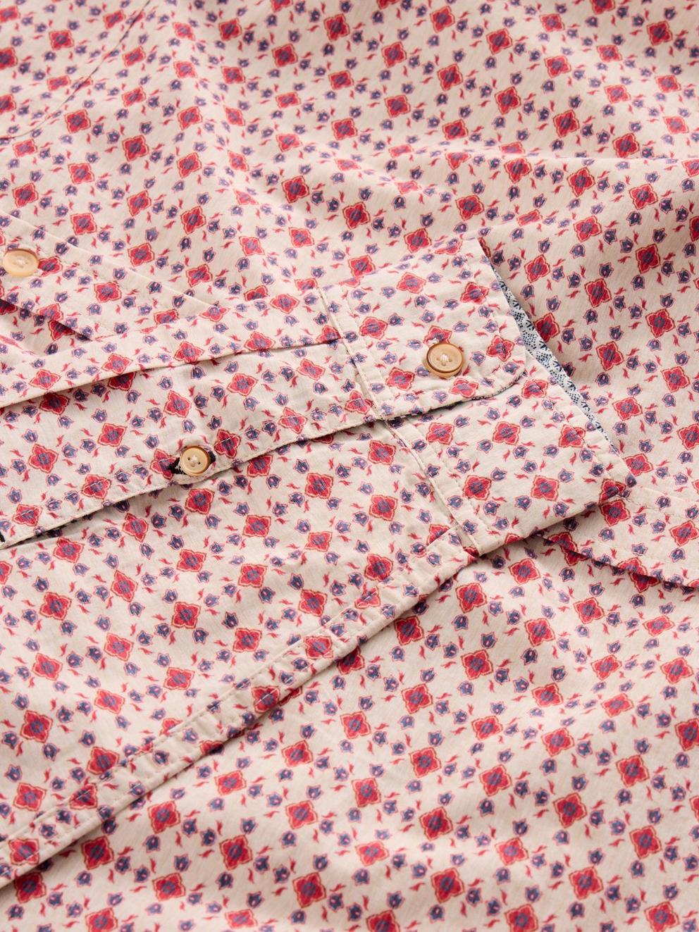 Finsbury Folk Geo Print Shirt in RED PR - FLAT DETAIL
