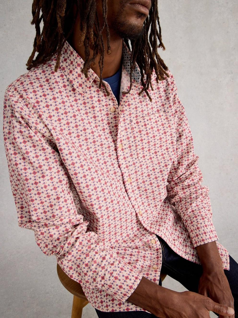 Finsbury Folk Geo Print Shirt in RED PR - LIFESTYLE