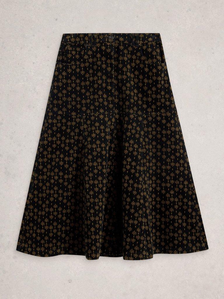 Quinn Cord Midi Skirt in BLK MLT - FLAT FRONT