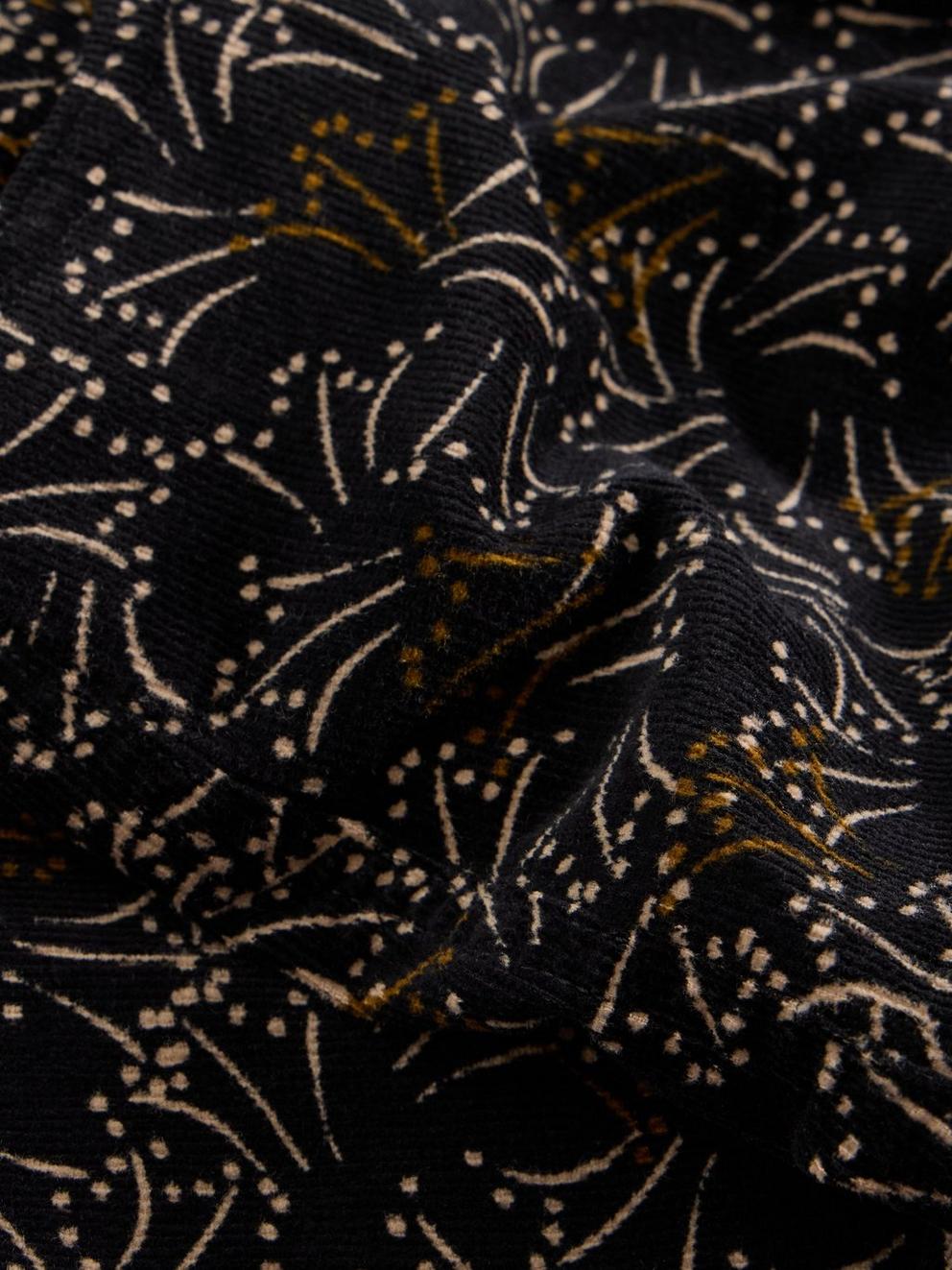 Quinn Cord Midi Skirt in BLK PR - FLAT DETAIL