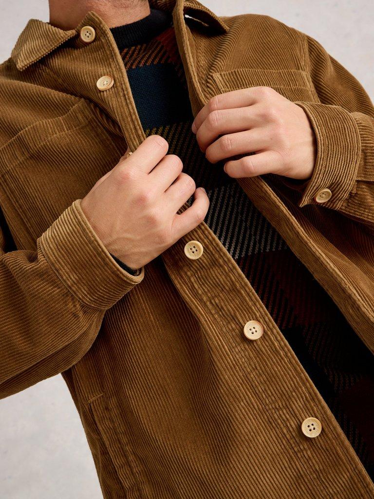 Finch Cord Jacket in MID TAN - MODEL DETAIL