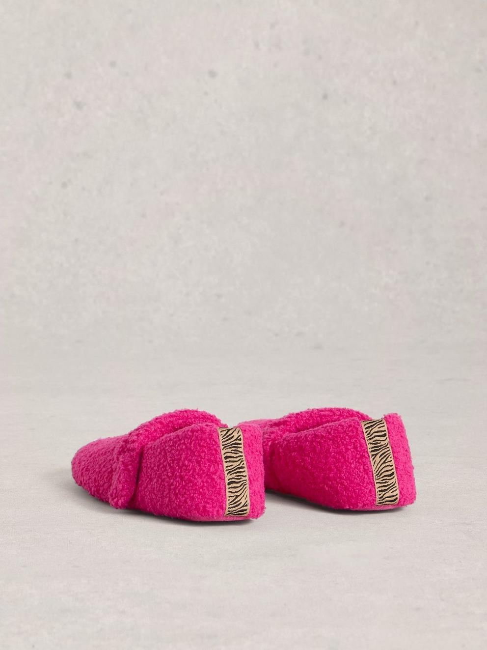 Borg Mary Jane Slipper in BRT PINK - FLAT BACK