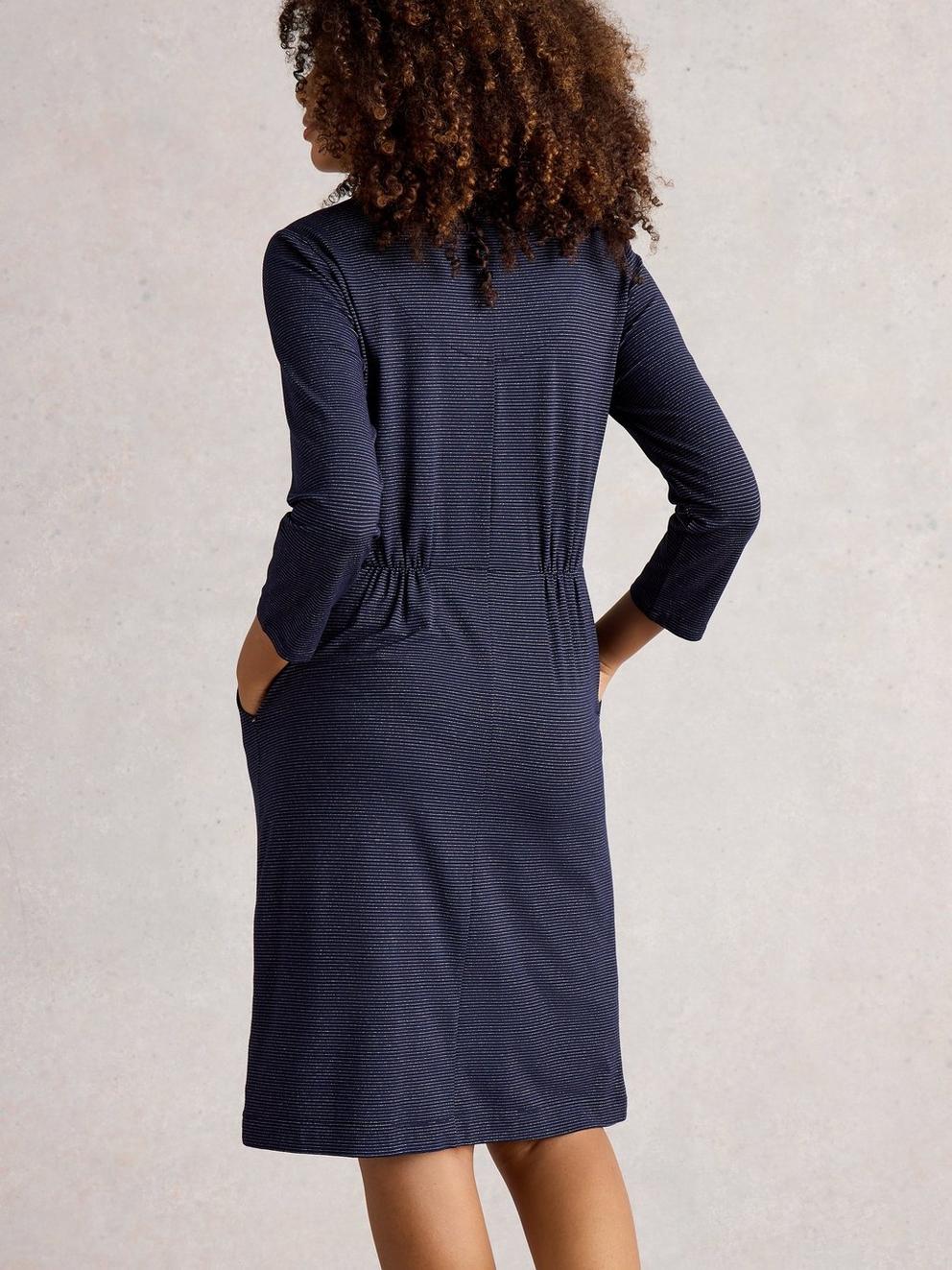 Tallie Sparkle Jersey Dress in NAVY MULTI - MODEL BACK