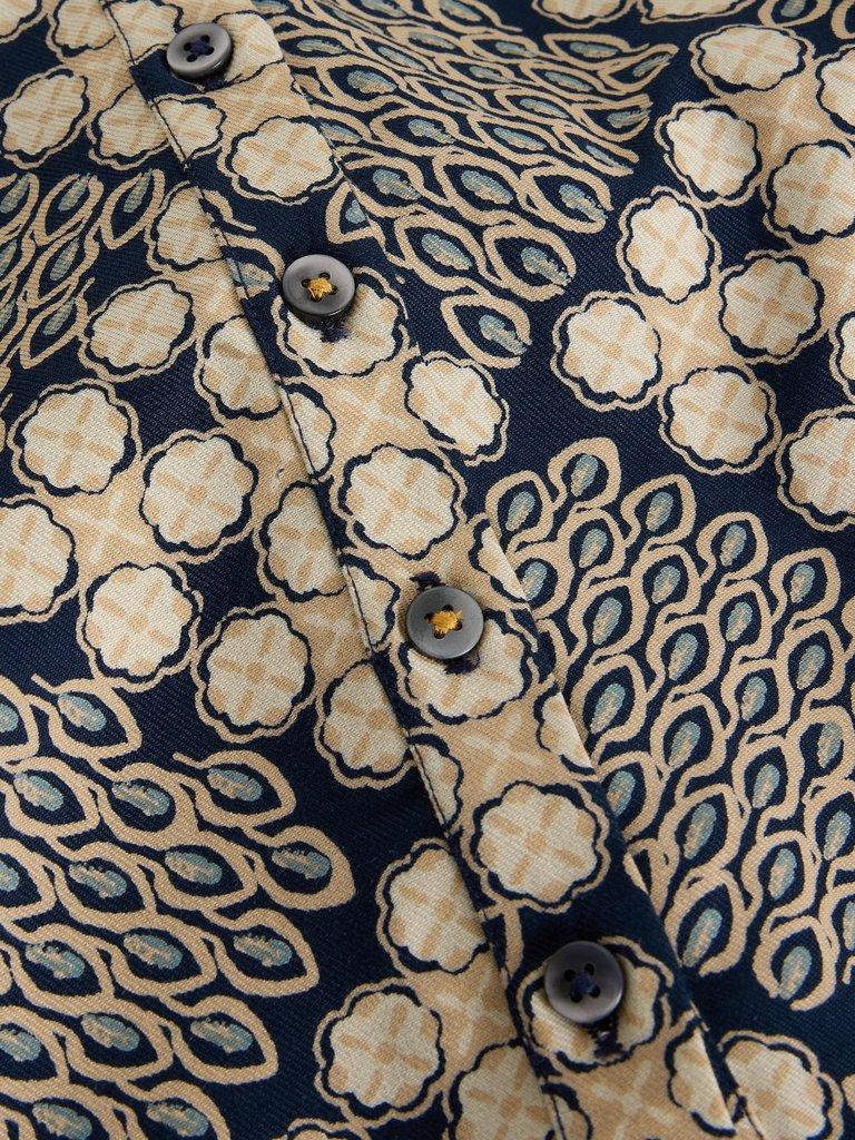 Hattie Shirred Dress in NAVY PR - FLAT DETAIL