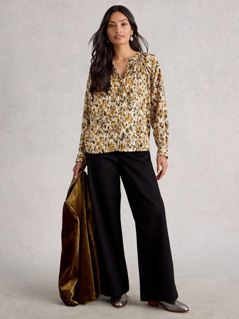 Ari Metallic Top in CHART MLT - MODEL FRONT