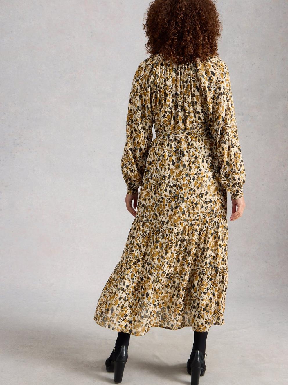 Delilah Metallic Dress in CHART MLT - MODEL BACK