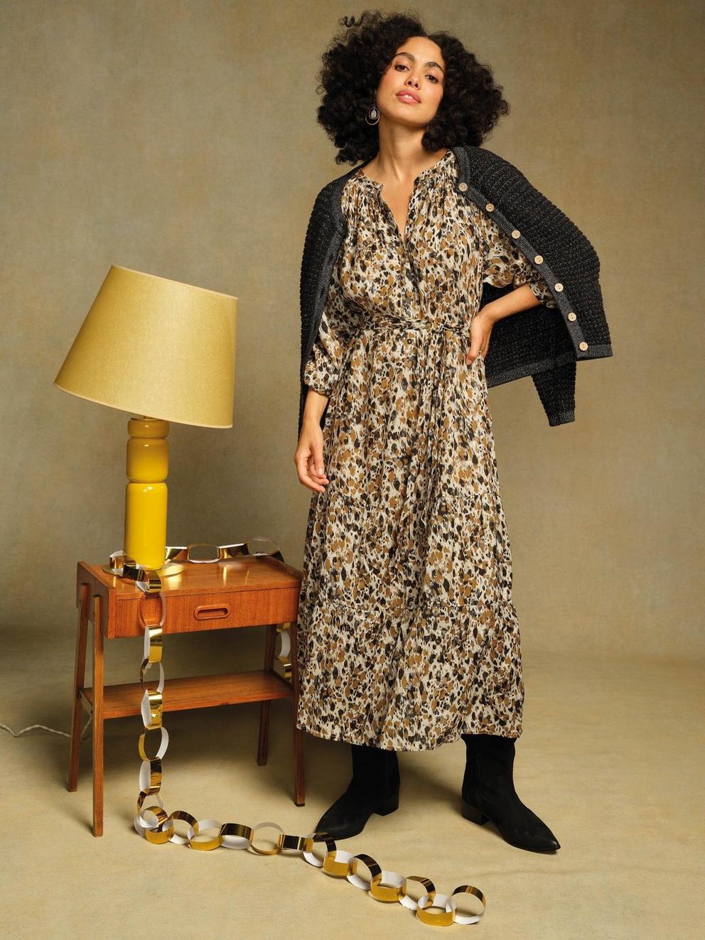 Delilah Metallic Dress in CHART MLT - MIXED