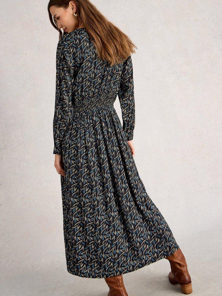 Edie Metallic Dress in BLK MLT - MODEL BACK