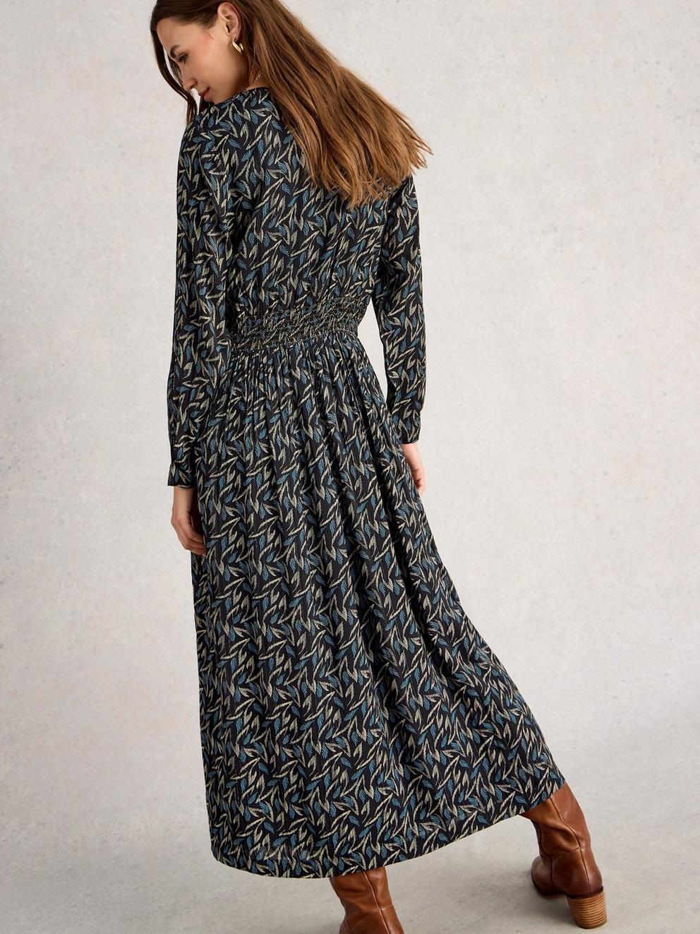 Edie Metallic Dress in BLK MLT - MODEL BACK