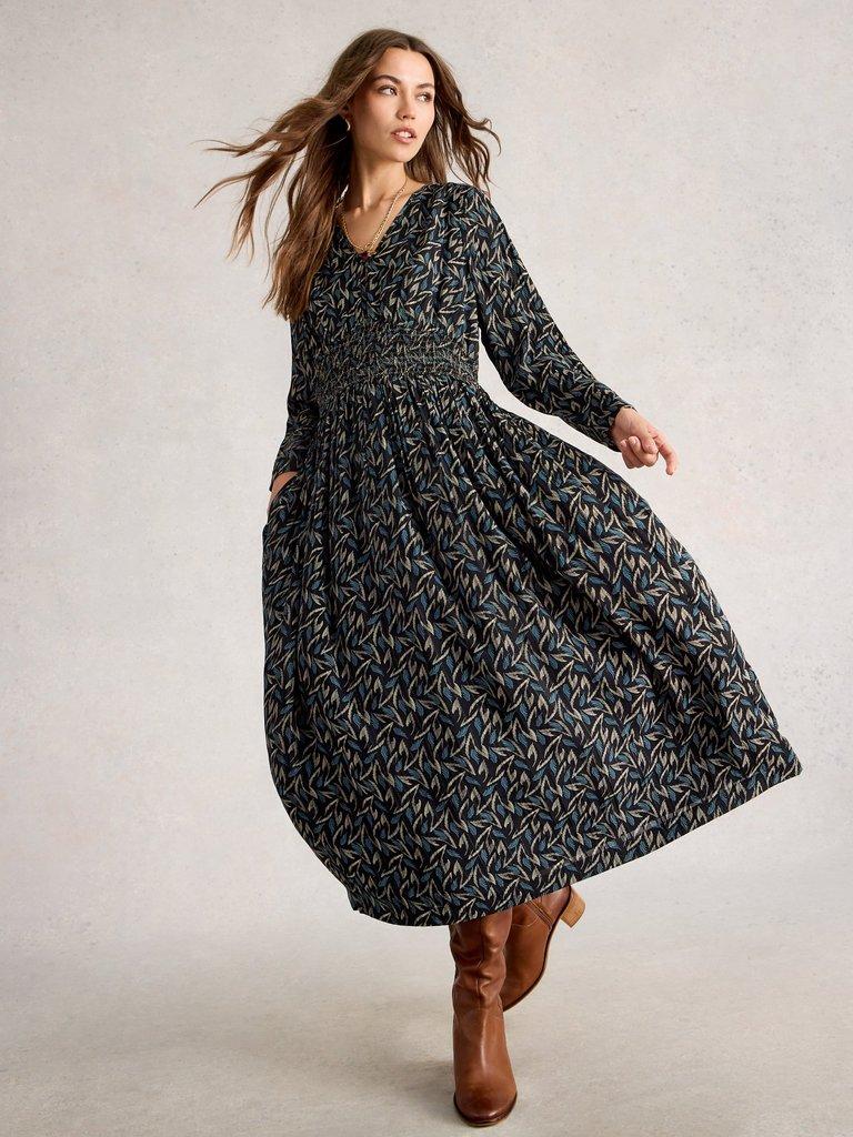 Edie Metallic Dress in BLK MLT - MODEL DETAIL