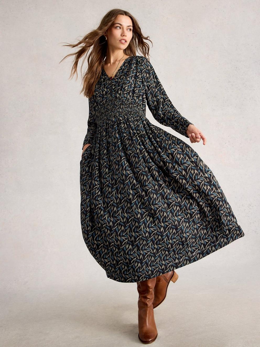 Edie Metallic Dress in BLK MLT - MODEL DETAIL