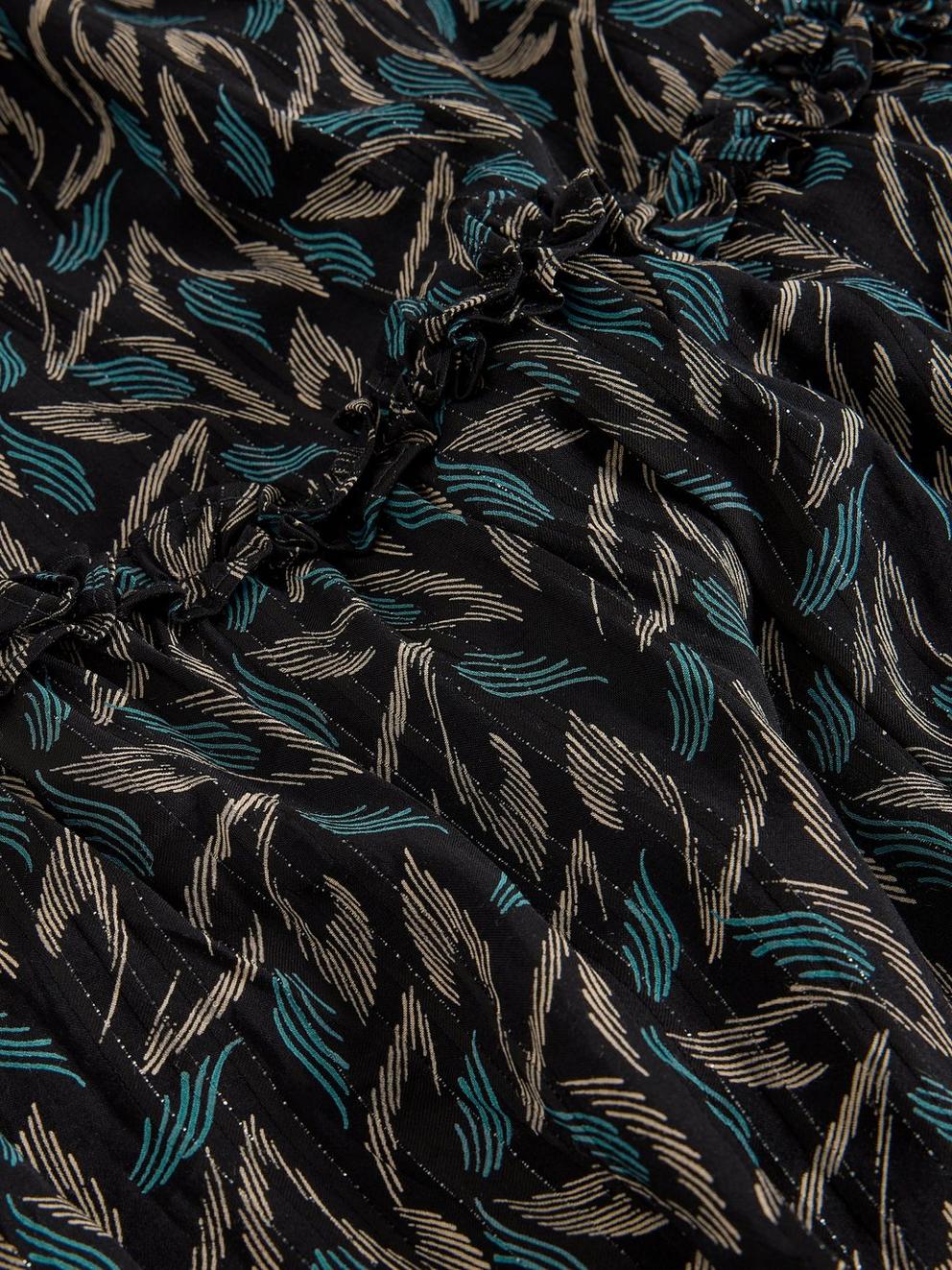 Remi Metallic Midi Skirt in BLK MLT - FLAT DETAIL