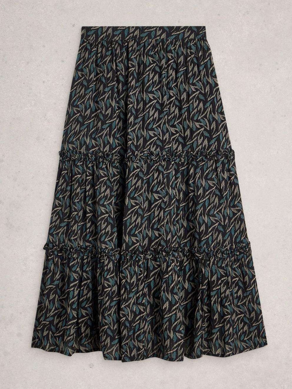 Remi Metallic Midi Skirt in BLK MLT - FLAT FRONT