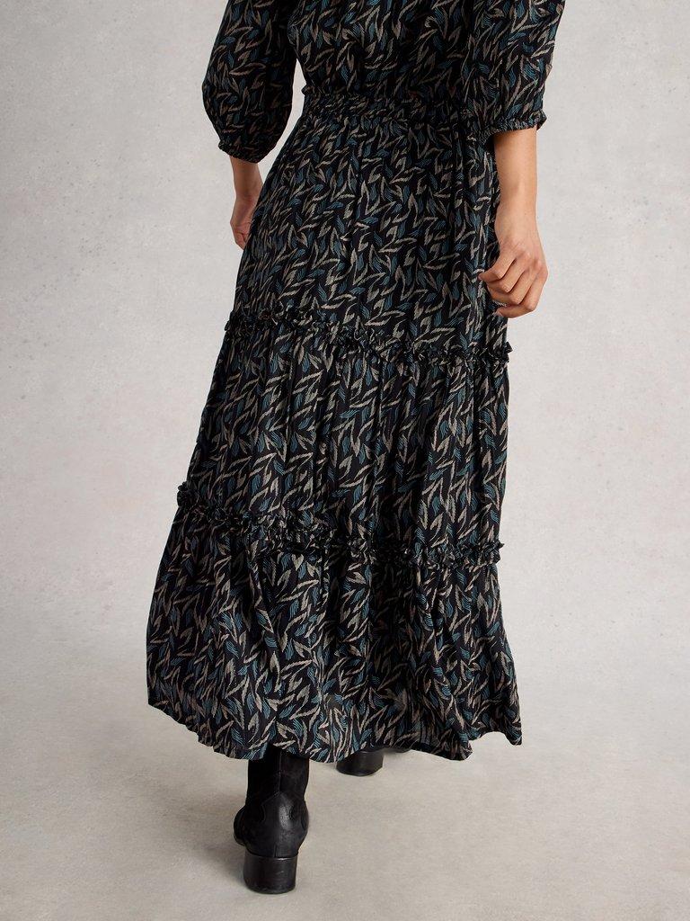 Remi Metallic Midi Skirt in BLK MLT - MODEL BACK