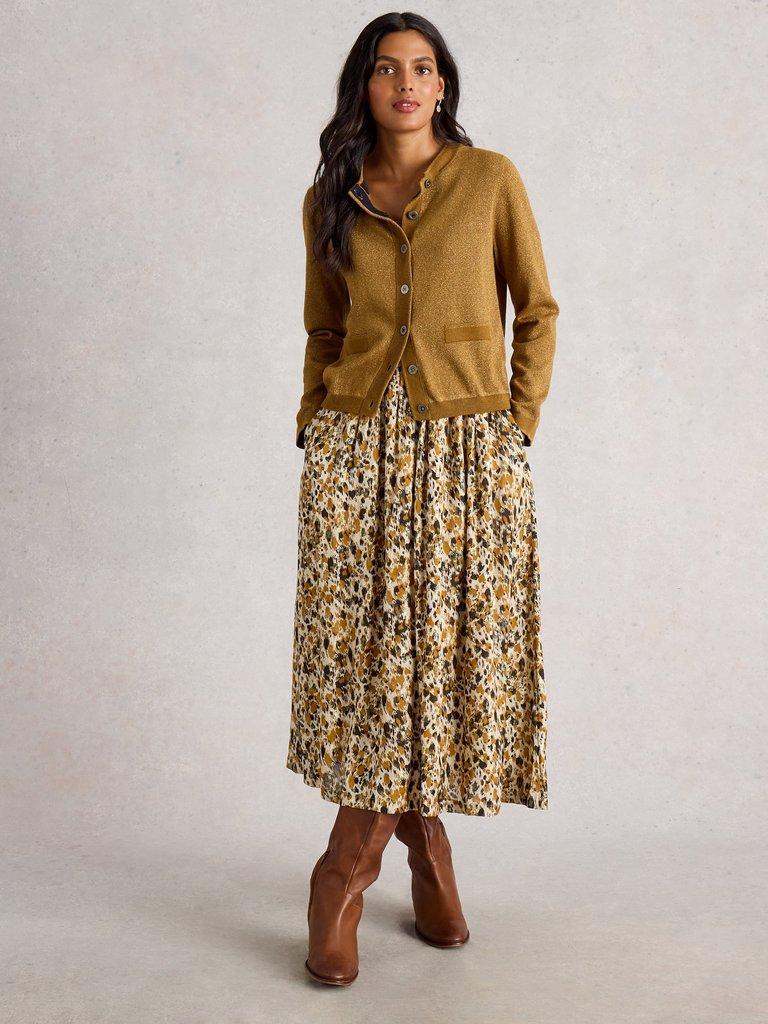 Ari Metallic Skirt in CHART MLT - MODEL FRONT