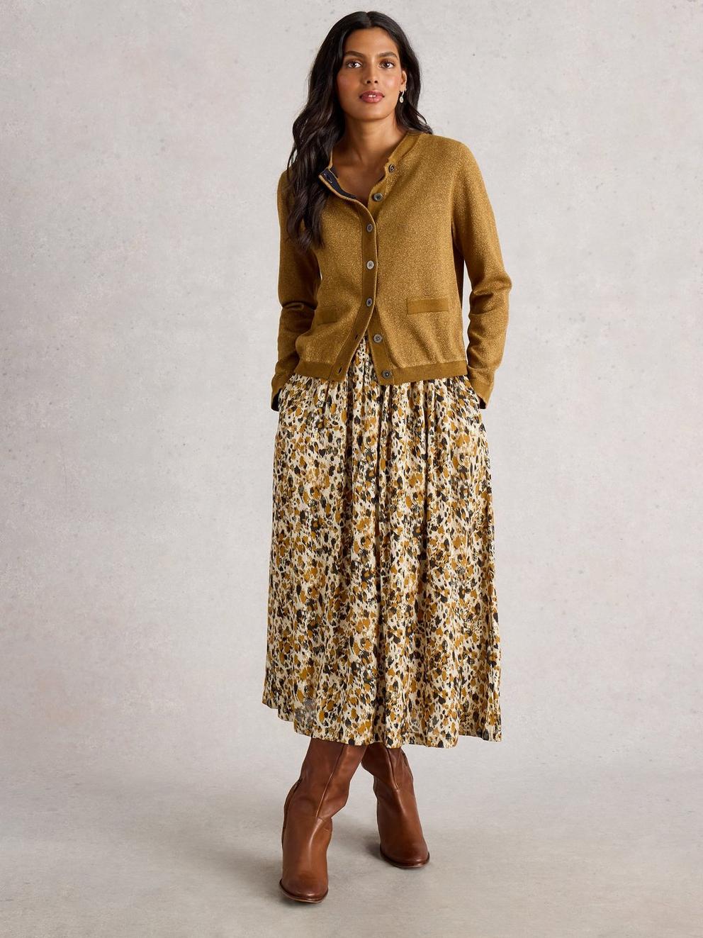 Ari Metallic Skirt in CHART MLT - MODEL FRONT