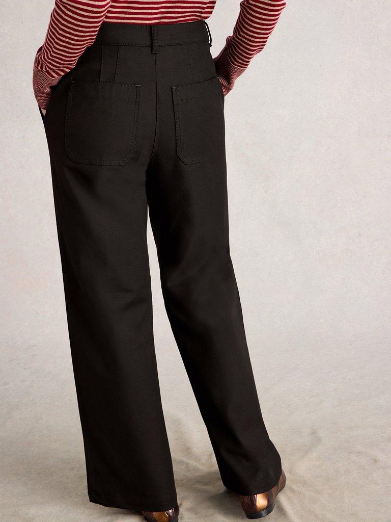 Belle Trouser Wide Leg in PURE BLK - MODEL BACK