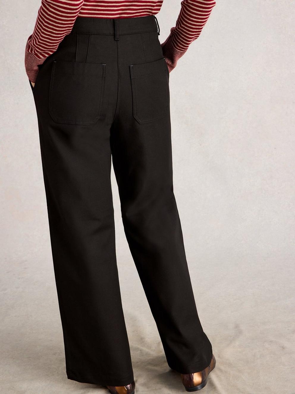 Belle Trouser Wide Leg in PURE BLK - MODEL BACK