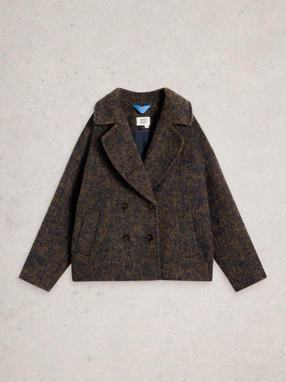 Josie Wool Blend Jacket in NAVY MULTI - FLAT FRONT