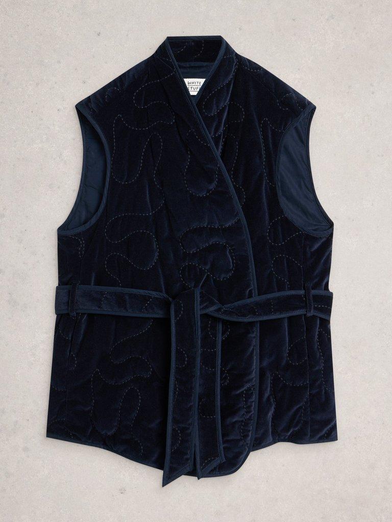 Gigi Velvet Quilted Gilet in DARK NAVY - FLAT FRONT