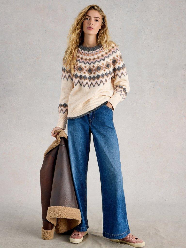 ARCTIC FAIRISLE JUMPER in NAT MLT - MODEL FRONT