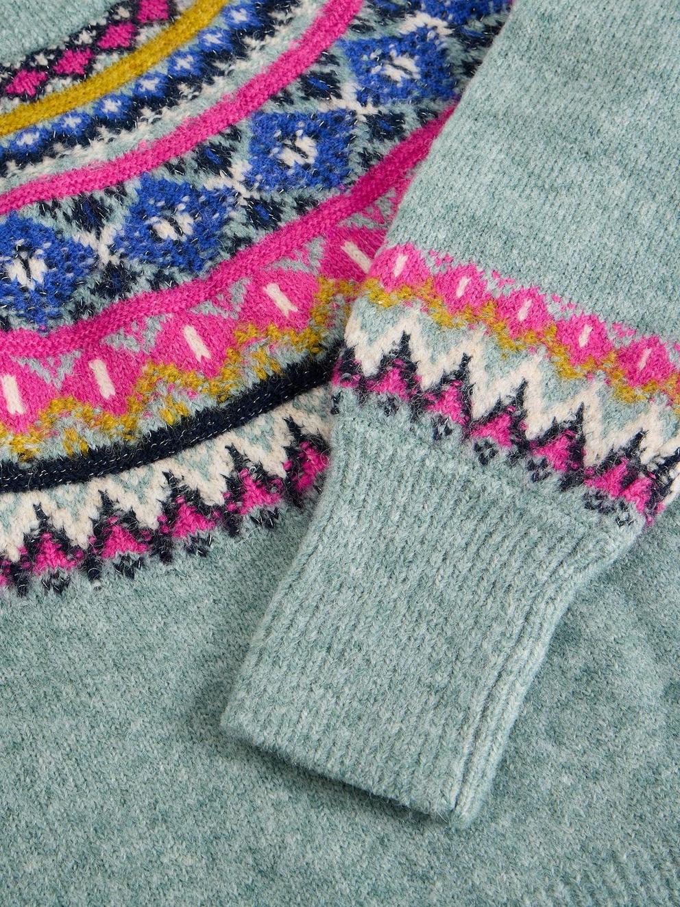 ARCTIC FAIRISLE JUMPER in TEAL MLT - FLAT DETAIL