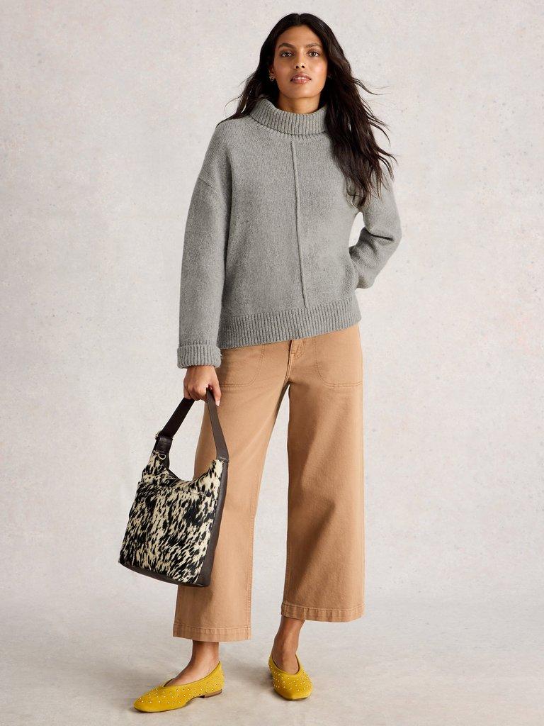 MARIANNE WOOL BLEND JUMPER in MID GREY - MODEL FRONT