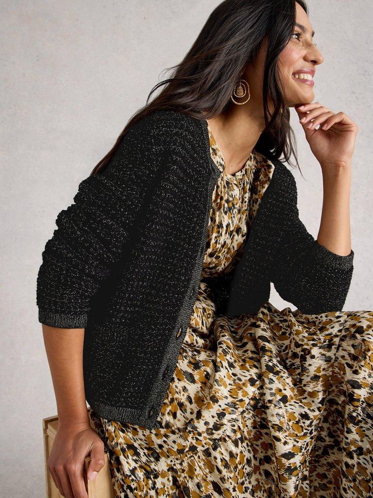 BELLE SPARKLE CARDI in PURE BLK - LIFESTYLE