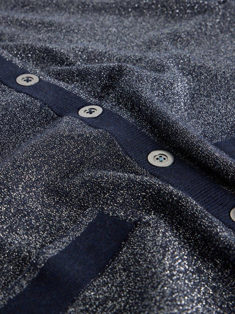 CHARLOTTE CREW NECK SPARKLE CARDI in DARK NAVY - FLAT DETAIL