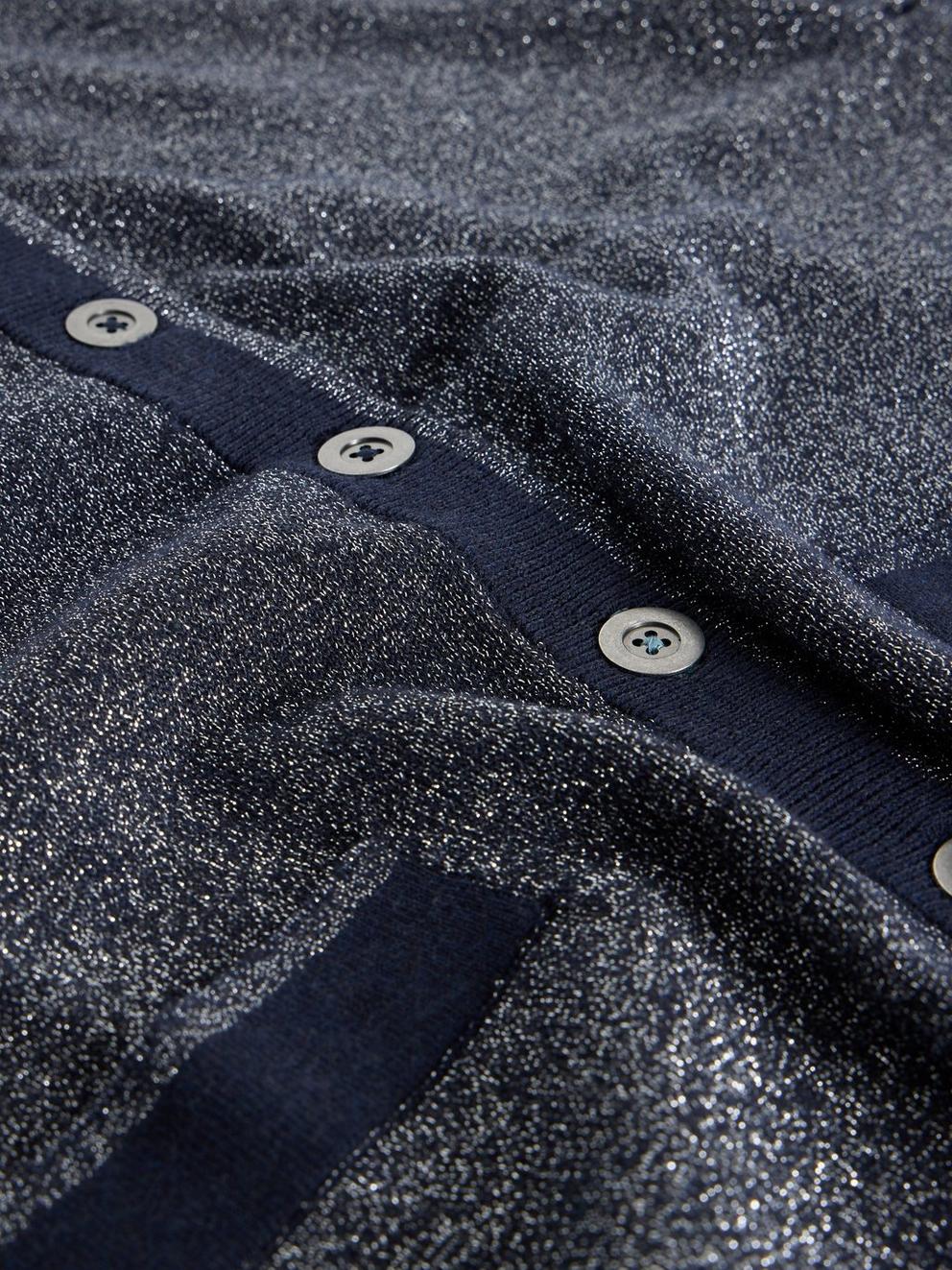 CHARLOTTE CREW NECK SPARKLE CARDI in DARK NAVY - FLAT DETAIL