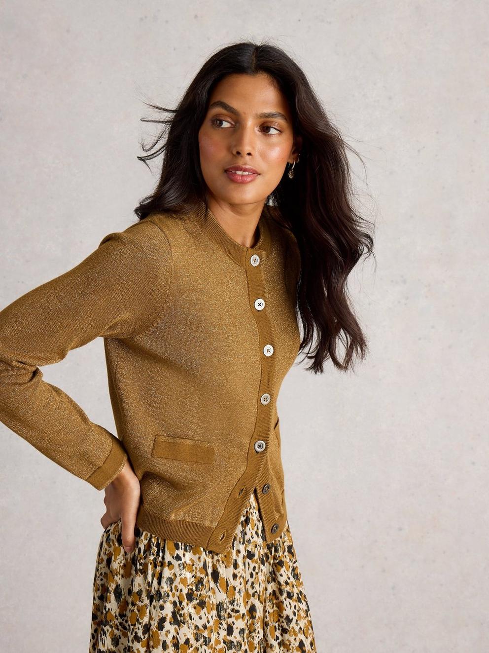 CHARLOTTE CREW NECK SPARKLE CARDI in DK CHART - LIFESTYLE