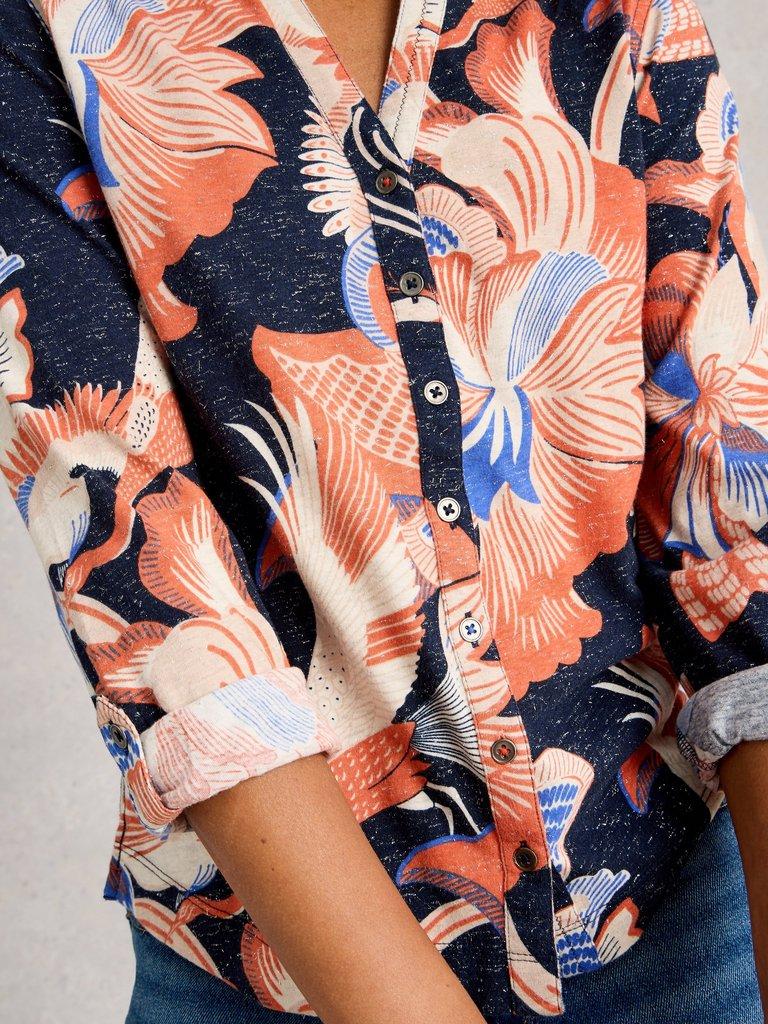 ANNIE PRINTED SPARKLE SHIRT in NAVY PR - MODEL DETAIL