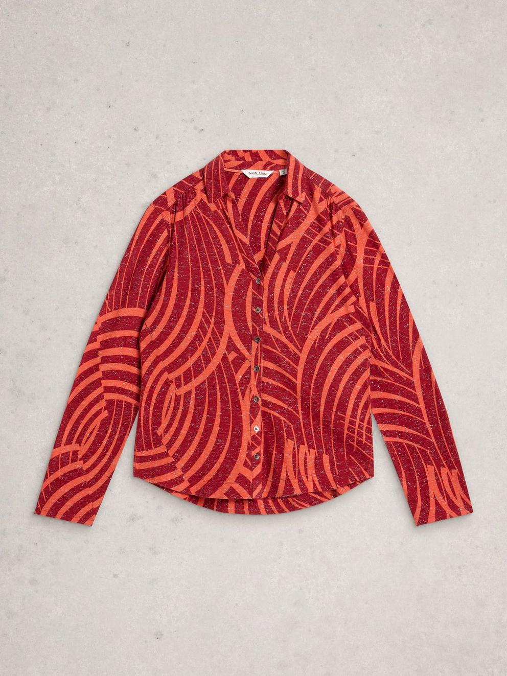 ANNIE PRINTED SPARKLE SHIRT in RED PR - FLAT FRONT