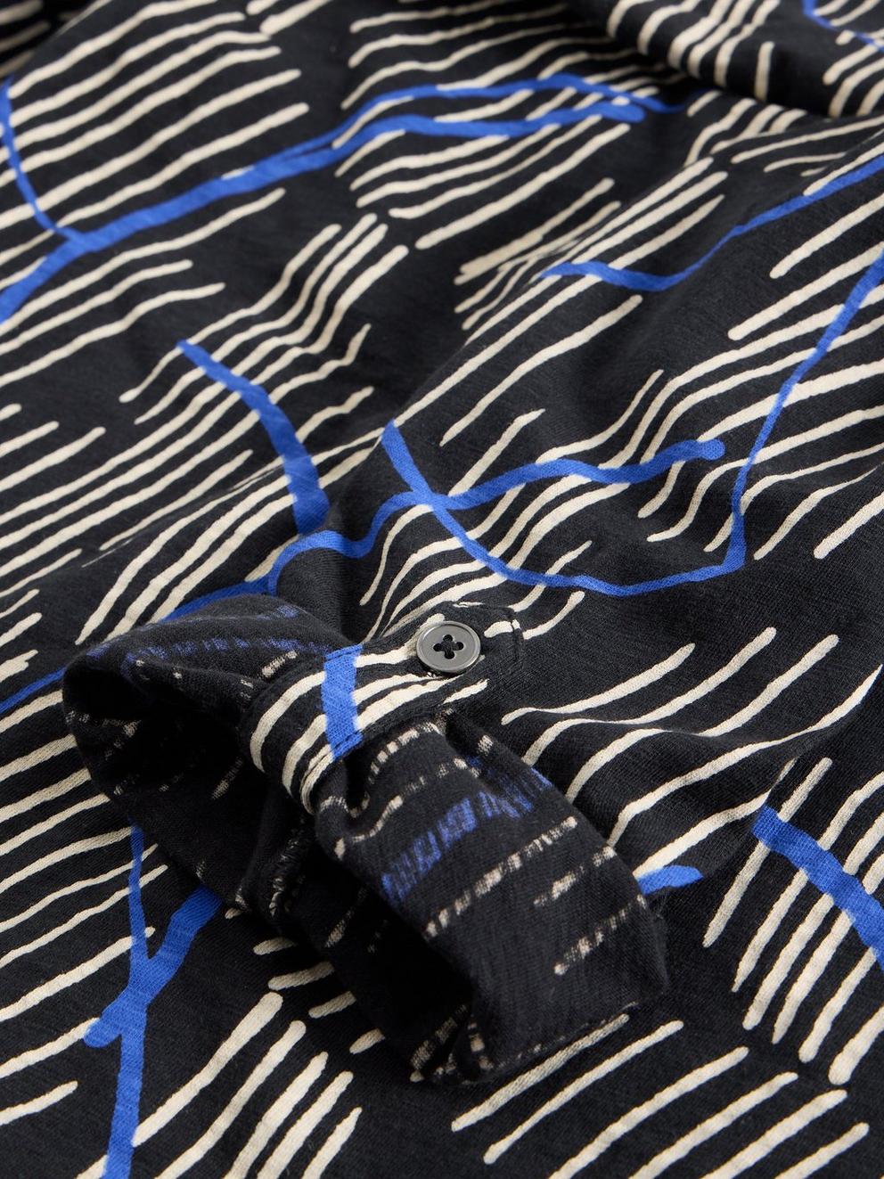 ANNIE COLLARED SHIRT JERSEY in BLK PR - FLAT DETAIL